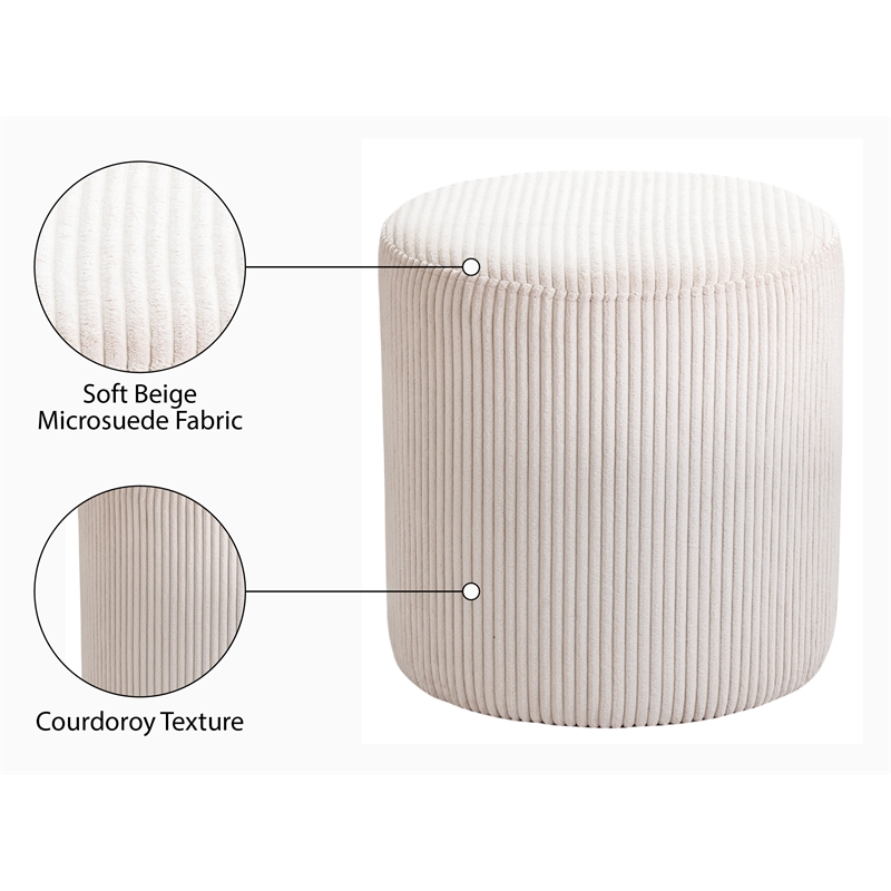 Pemberly Row Modern / Contemporary Soft Microsuede Fabric Beige Ottoman / Stool