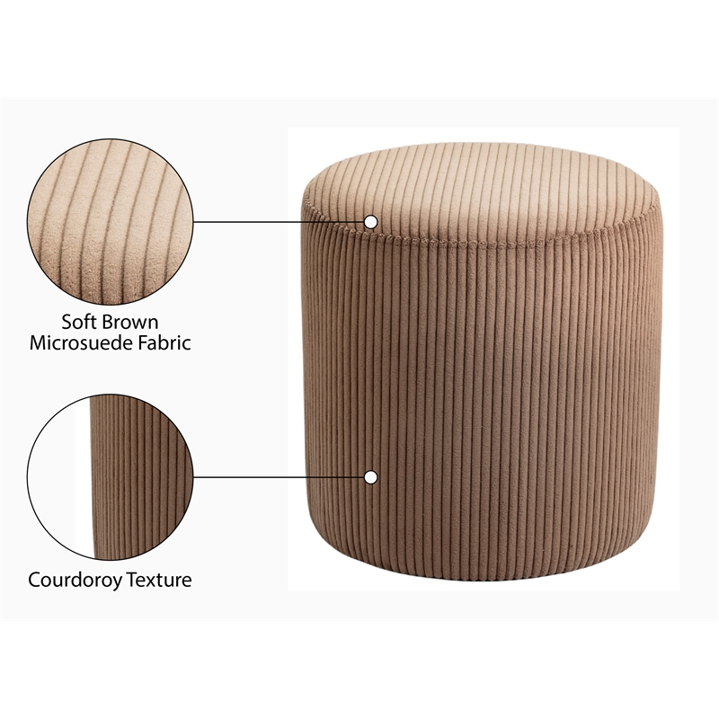 Pemberly Row Modern / Contemporary Soft Microsuede Fabric Brown Ottoman / Stool