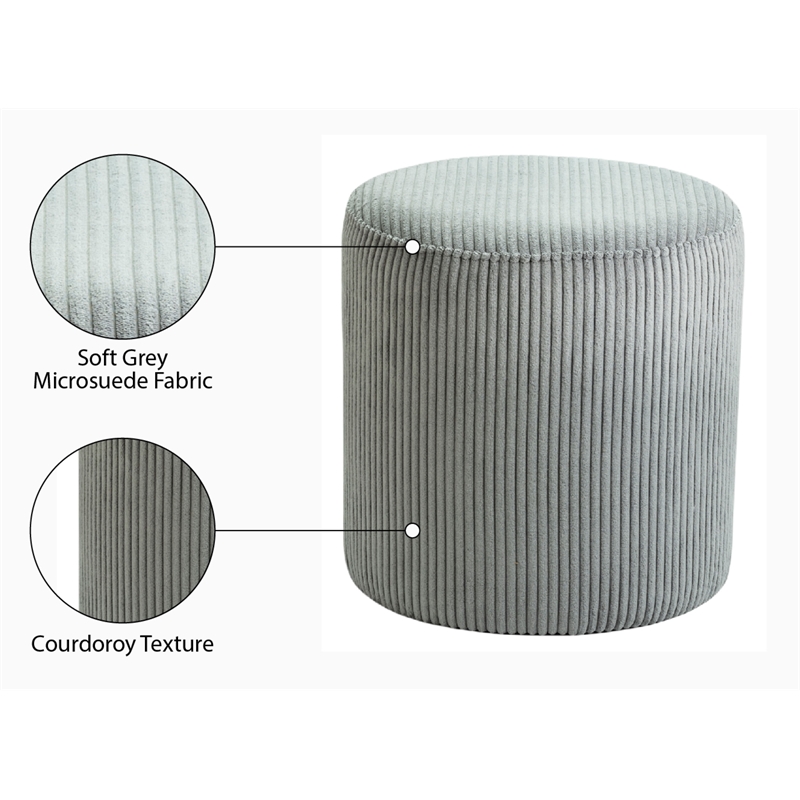 Pemberly Row Modern / Contemporary Soft Microsuede Fabric Grey Ottoman / Stool