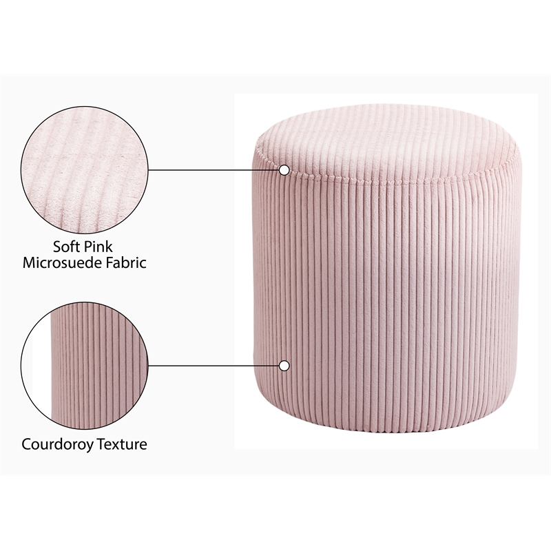 Pemberly Row Modern / Contemporary Soft Microsuede Fabric Pink Ottoman / Stool
