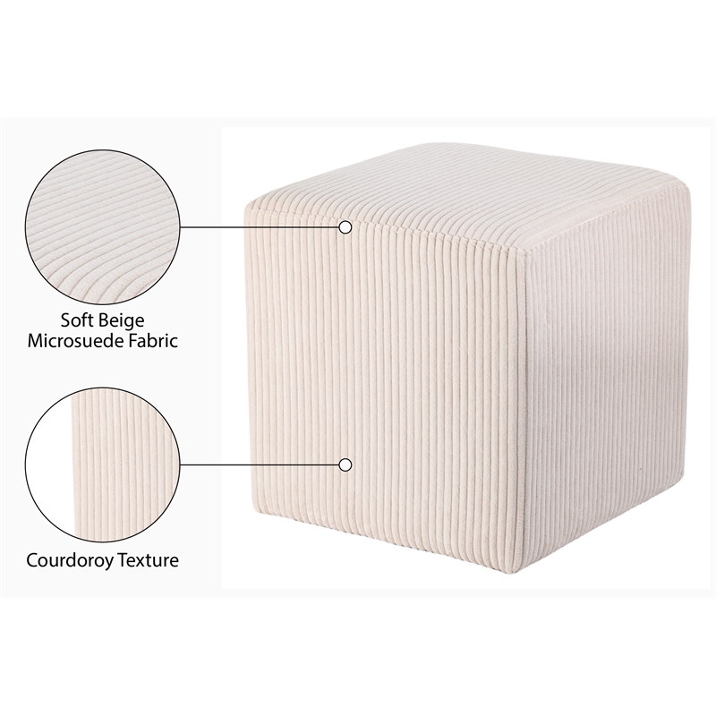 Pemberly Row Modern / Contemporary Soft Microsuede Fabric Beige Ottoman / Stool