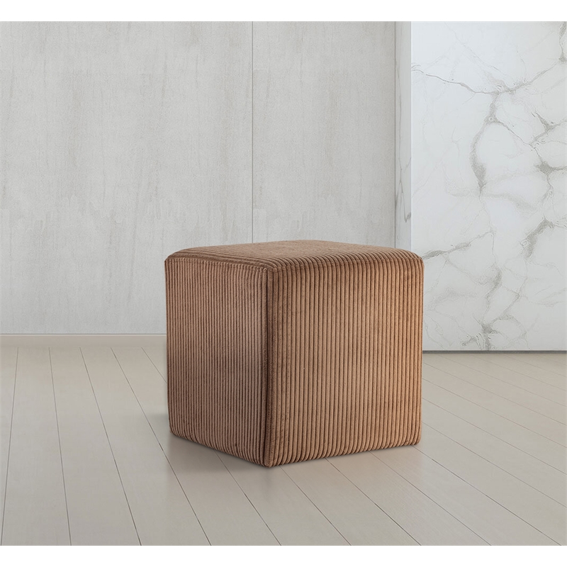 Pemberly Row Modern / Contemporary Soft Microsuede Fabric Brown Ottoman / Stool