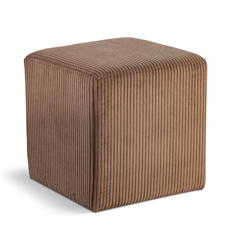 Pemberly Row Modern / Contemporary Soft Microsuede Fabric Brown Ottoman / Stool