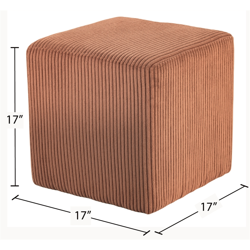 Pemberly Row Modern / Contemporary Soft Microsuede Fabric Cognac Ottoman / Stool