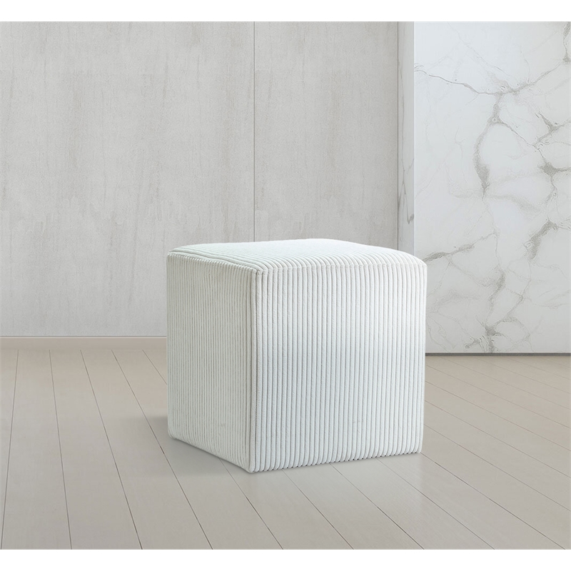 Pemberly Row Modern / Contemporary Soft Microsuede Fabric Cream Ottoman / Stool