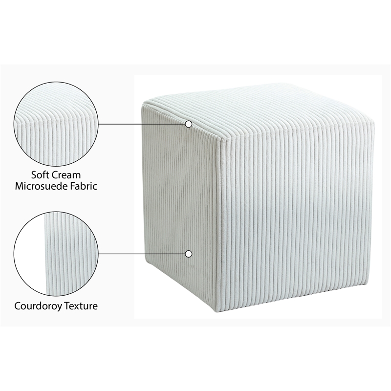 Pemberly Row Modern / Contemporary Soft Microsuede Fabric Cream Ottoman / Stool