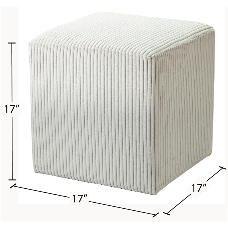 Pemberly Row Modern / Contemporary Soft Microsuede Fabric Cream Ottoman / Stool