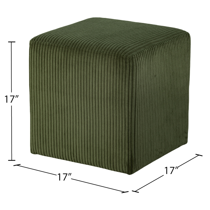 Pemberly Row Modern / Contemporary Soft Microsuede Fabric Green Ottoman / Stool