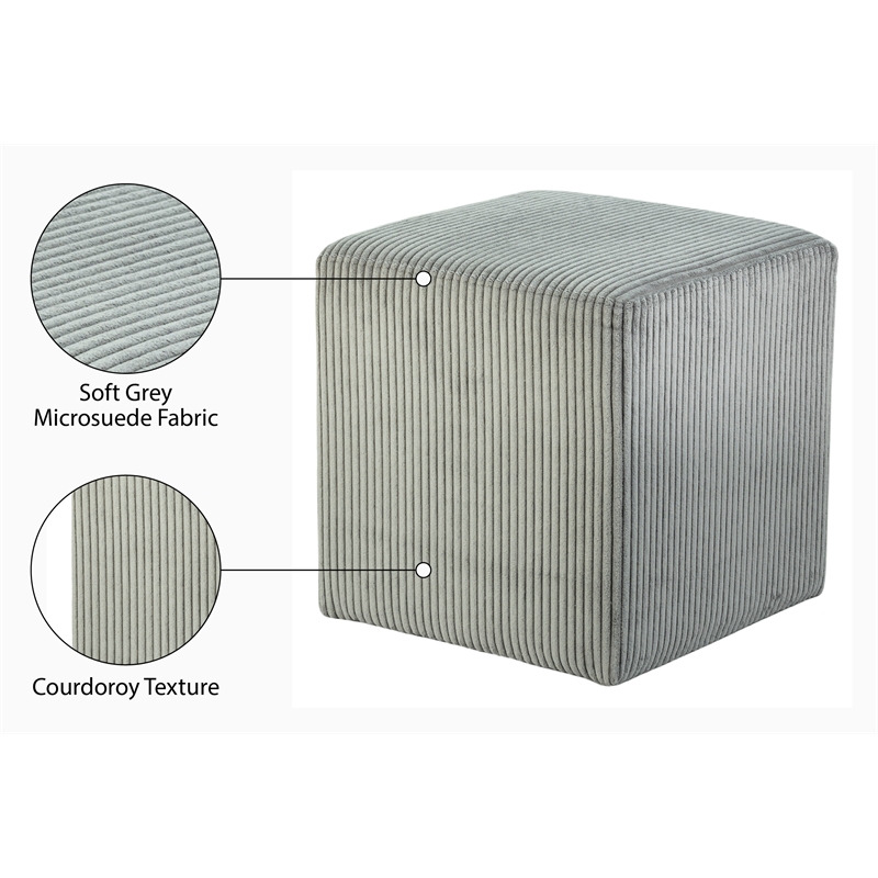 Pemberly Row Modern / Contemporary Soft Microsuede Fabric Grey Ottoman / Stool