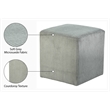 Pemberly Row Modern / Contemporary Soft Microsuede Fabric Grey Ottoman / Stool