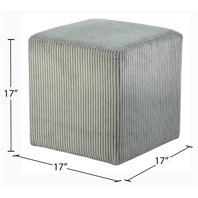 Pemberly Row Modern / Contemporary Soft Microsuede Fabric Grey Ottoman / Stool