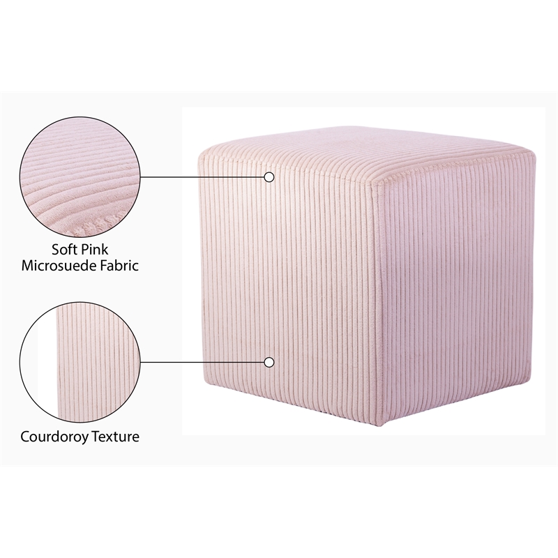 Pemberly Row Modern / Contemporary Soft Microsuede Fabric Pink Ottoman / Stool
