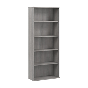 Pemberly Row Tall 5 Shelf Bookcase in Platinum Gray - Engineered Wood