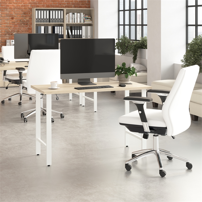 Pemberly Row Engineered Wood 48W x 24D Computer Desk w/ Metal Legs - Natural Elm