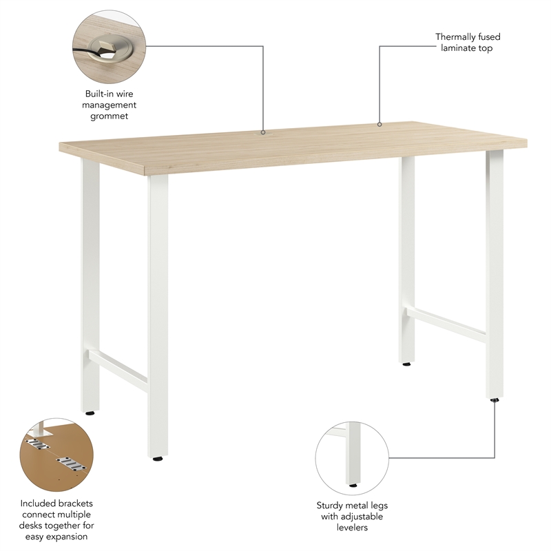 Pemberly Row Engineered Wood 48W x 24D Computer Desk w/ Metal Legs - Natural Elm