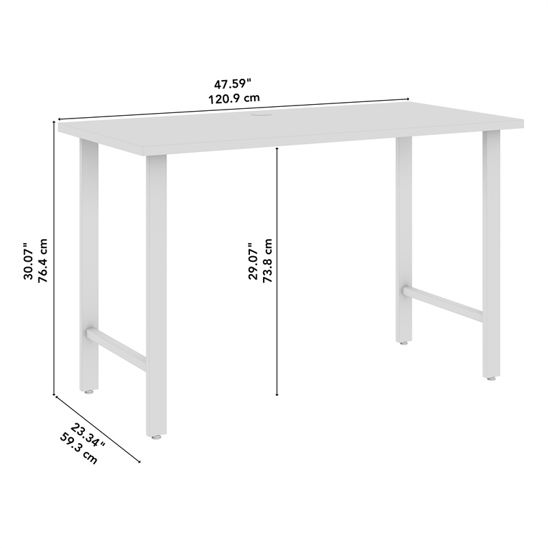 Pemberly Row 48W Computer Desk w/ Metal Legs in Platinum Gray - Engineered Wood