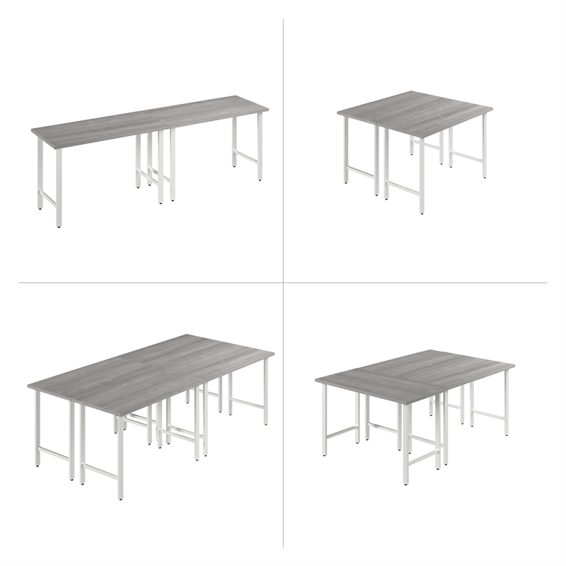 Pemberly Row 48W Computer Desk w/ Metal Legs in Platinum Gray - Engineered Wood
