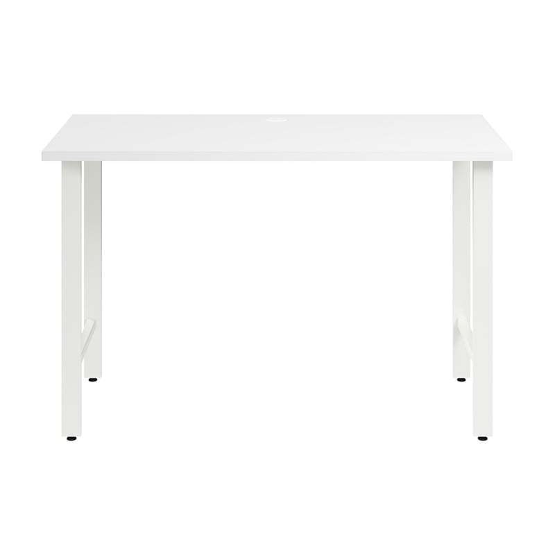 Pemberly Row 48W x 24D Computer Desk with Metal Legs in White - Engineered Wood