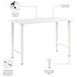 Pemberly Row 48W x 24D Computer Desk with Metal Legs in White - Engineered Wood