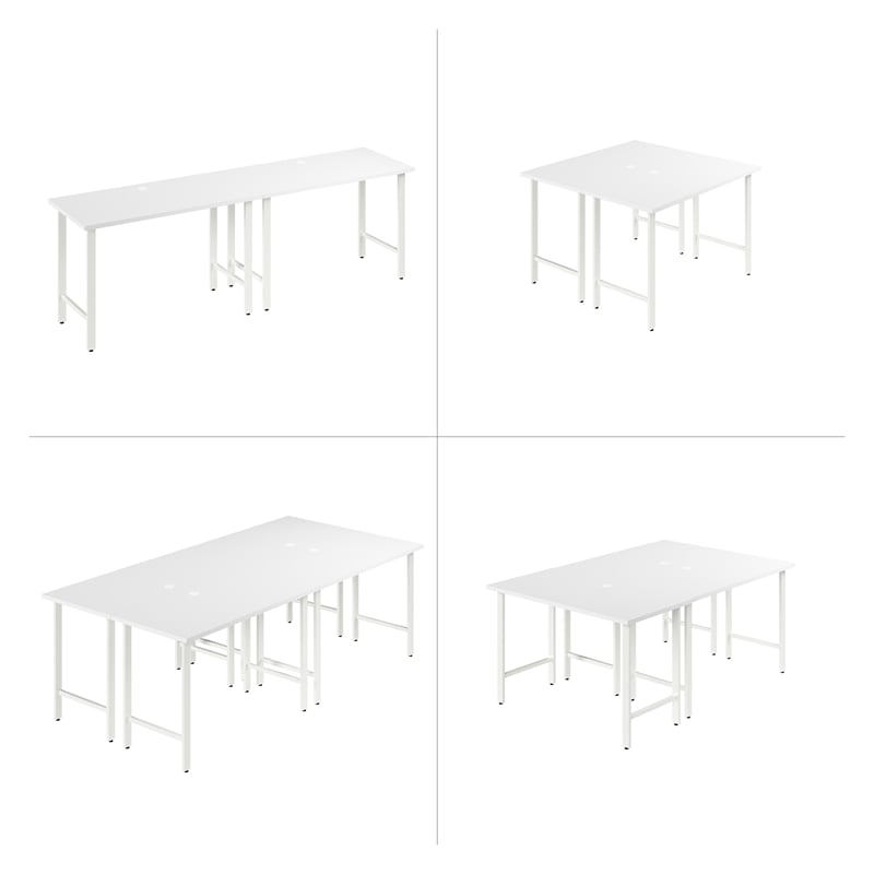Pemberly Row 48W x 24D Computer Desk with Metal Legs in White - Engineered Wood