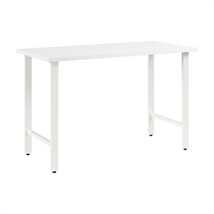 Pemberly Row 48W x 24D Computer Desk with Metal Legs in White - Engineered Wood