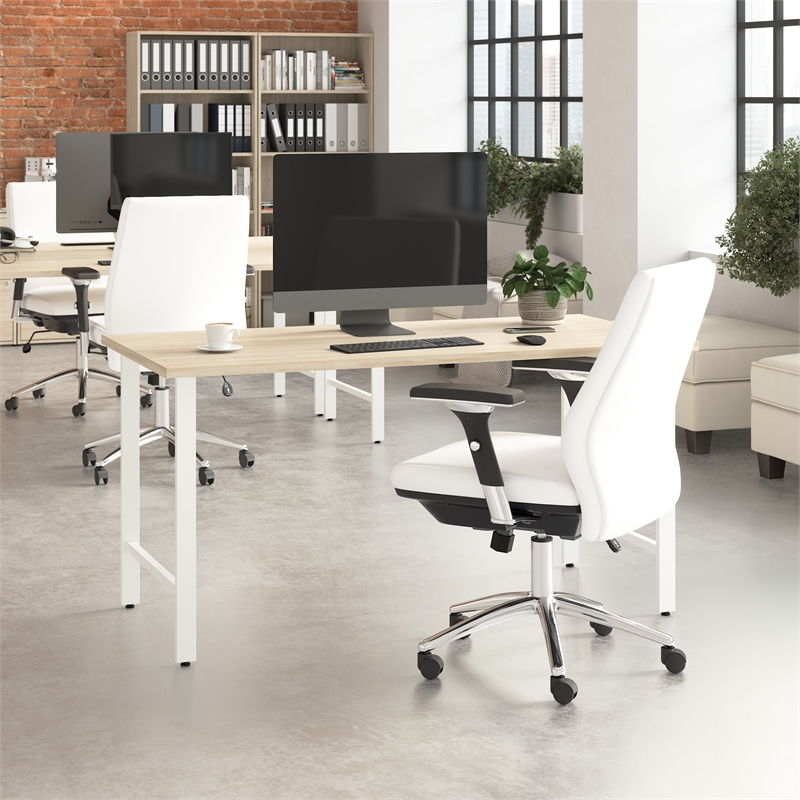 Pemberly Row Engineered Wood 60W x 30D Computer Desk w/ Metal Legs - Natural Elm