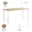 Pemberly Row Engineered Wood 60W x 30D Computer Desk w/ Metal Legs - Natural Elm