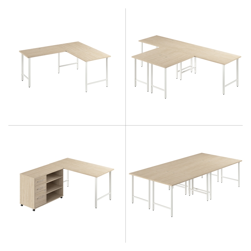 Pemberly Row Engineered Wood 60W x 30D Computer Desk w/ Metal Legs - Natural Elm