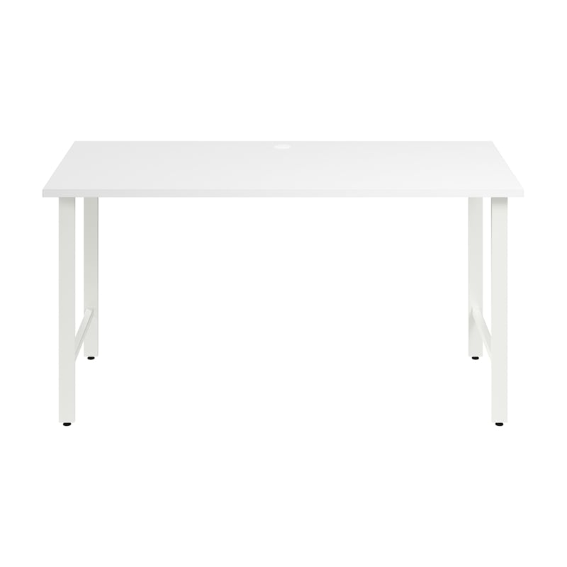 Pemberly Row 60W x 30D Computer Desk with Metal Legs in White - Engineered Wood