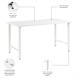 Pemberly Row 60W x 30D Computer Desk with Metal Legs in White - Engineered Wood