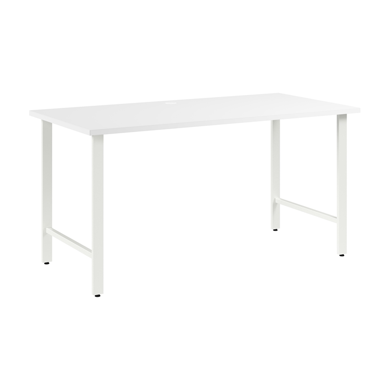 Pemberly Row 60W x 30D Computer Desk with Metal Legs in White - Engineered Wood