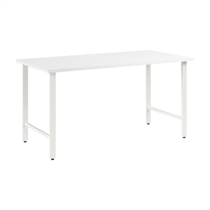 Pemberly Row 60W x 30D Computer Desk with Metal Legs in White - Engineered Wood