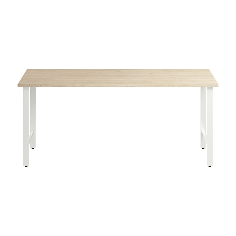 Pemberly Row Engineered Wood 72W x 24D Computer Desk w/ Metal Legs - Natural Elm