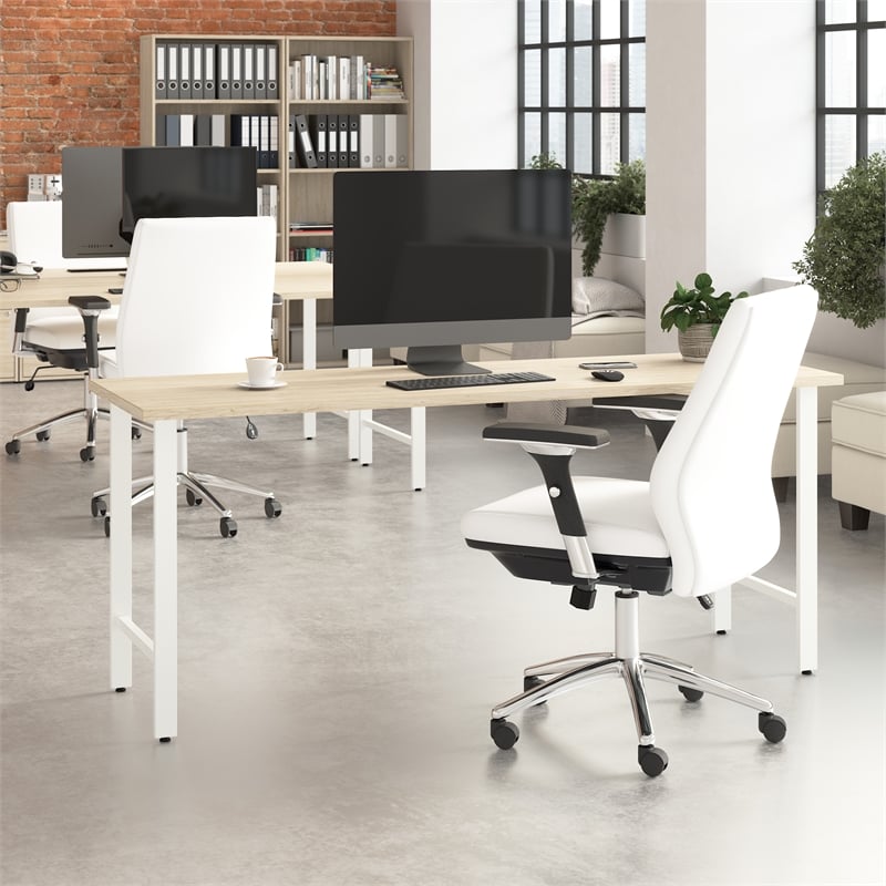 Pemberly Row Engineered Wood 72W x 24D Computer Desk w/ Metal Legs - Natural Elm