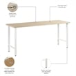Pemberly Row Engineered Wood 72W x 24D Computer Desk w/ Metal Legs - Natural Elm
