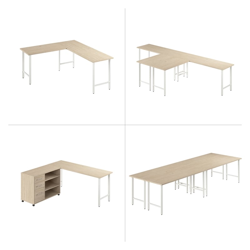 Pemberly Row Engineered Wood 72W x 24D Computer Desk w/ Metal Legs - Natural Elm