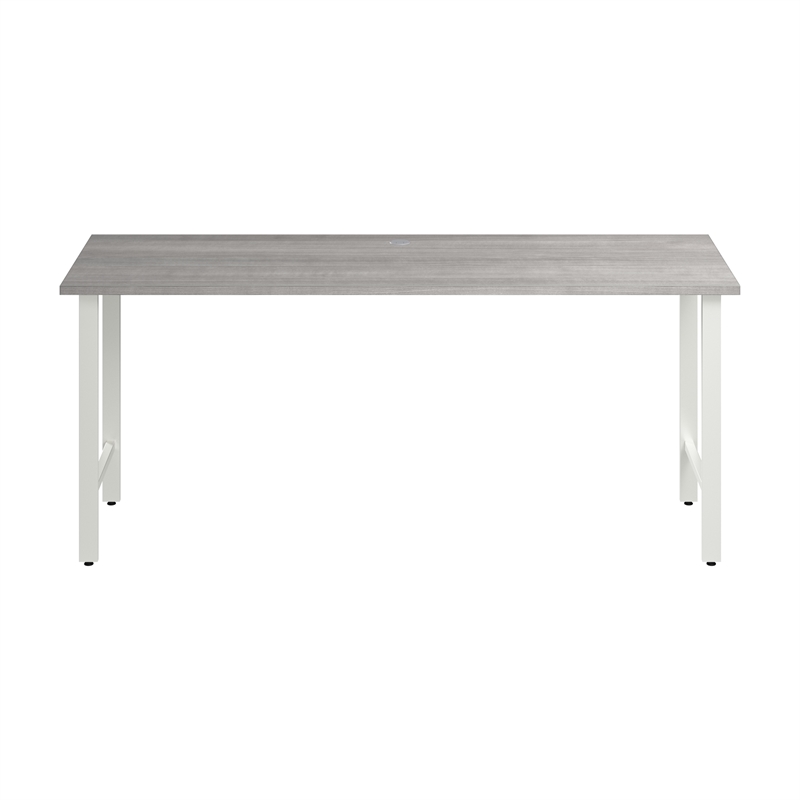 Pemberly Row 72W Computer Desk w/ Metal Legs in Platinum Gray - Engineered Wood