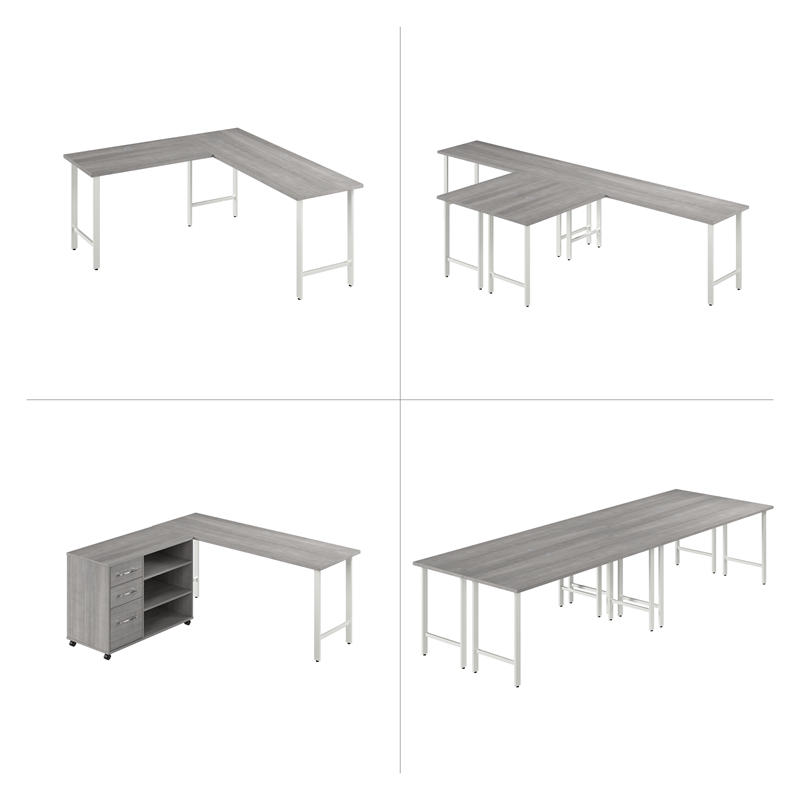 Pemberly Row 72W Computer Desk w/ Metal Legs in Platinum Gray - Engineered Wood