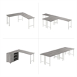 Pemberly Row 72W Computer Desk w/ Metal Legs in Platinum Gray - Engineered Wood