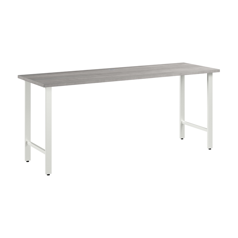 Pemberly Row 72W Computer Desk w/ Metal Legs in Platinum Gray - Engineered Wood