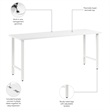 Pemberly Row 72W x 24D Computer Desk with Metal Legs in White - Engineered Wood