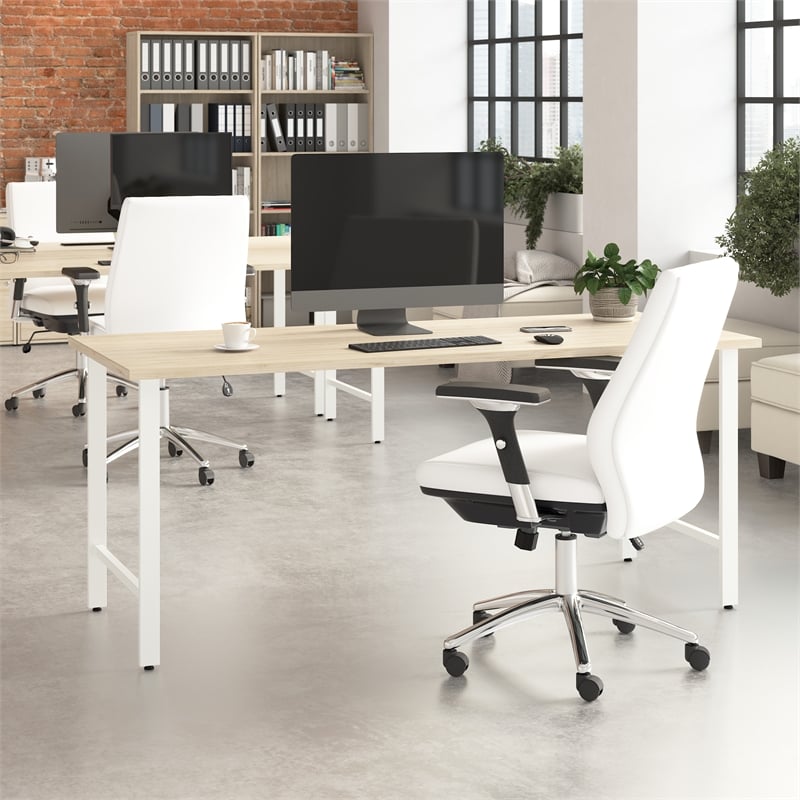 Pemberly Row Engineered Wood 72W x 30D Computer Desk w/ Metal Legs - Natural Elm