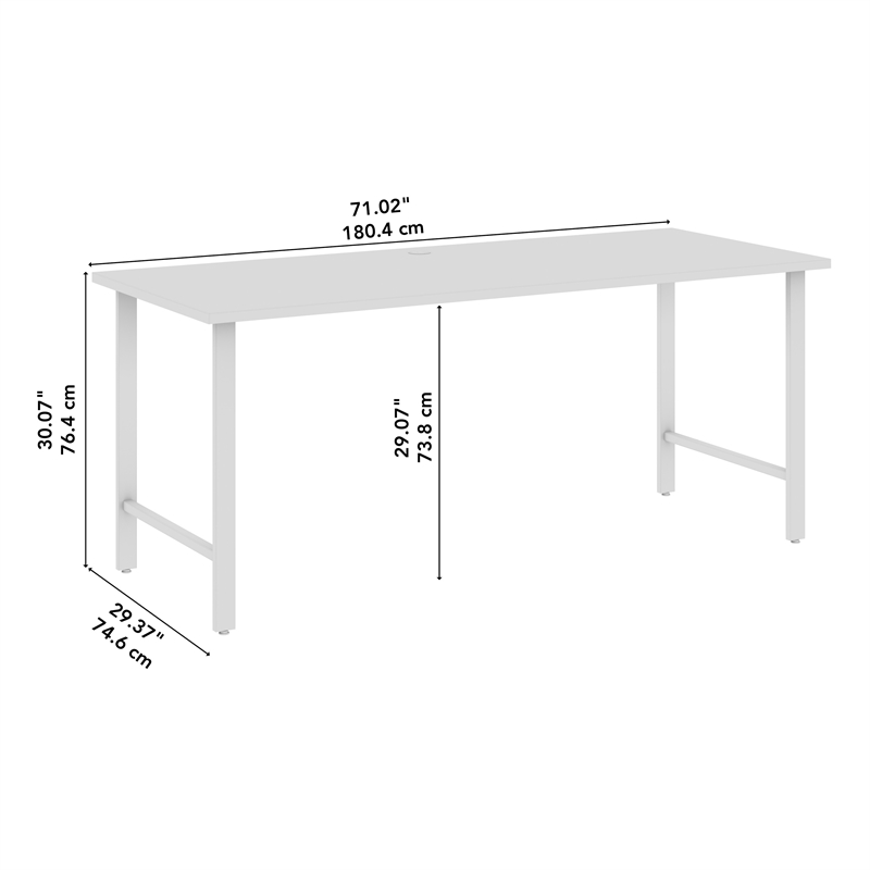 Pemberly Row 72W Computer Desk w/ Metal Legs in Platinum Gray - Engineered Wood