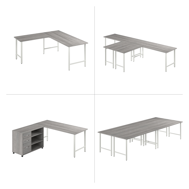 Pemberly Row 72W Computer Desk w/ Metal Legs in Platinum Gray - Engineered Wood