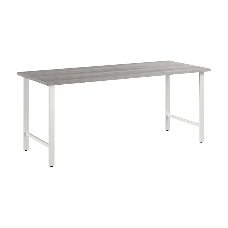 Pemberly Row 72W Computer Desk w/ Metal Legs in Platinum Gray - Engineered Wood