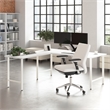 Pemberly Row 72W x 30D Computer Desk with Metal Legs in White - Engineered Wood