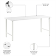 Pemberly Row 72W x 30D Computer Desk with Metal Legs in White - Engineered Wood