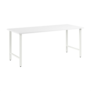 Pemberly Row 72W x 30D Computer Desk with Metal Legs in White - Engineered Wood