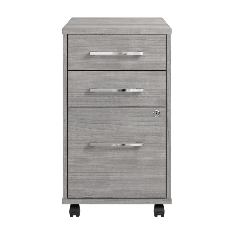 Pemberly Row 3 Drawer Mobile File Cabinet in Platinum Gray - Engineered Wood