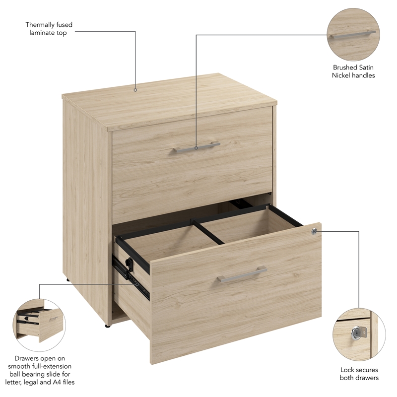 Pemberly Row 2 Drawer Lateral File Cabinet in Natural Elm - Engineered Wood